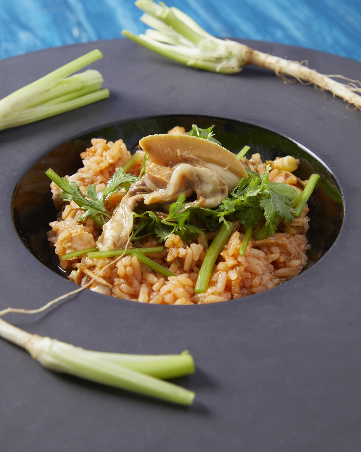 Arroz con almejas y cilantro