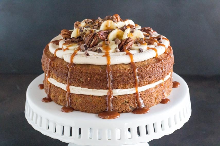 Low-Fat Caramel Banana Cake