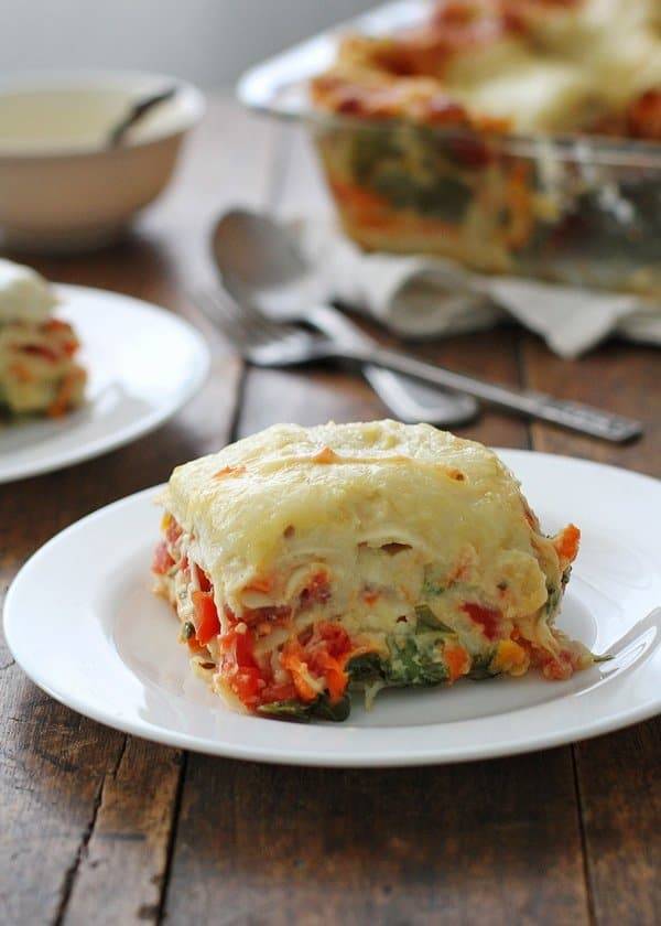 Cauliflower and Broccoli Alfredo Lasagna