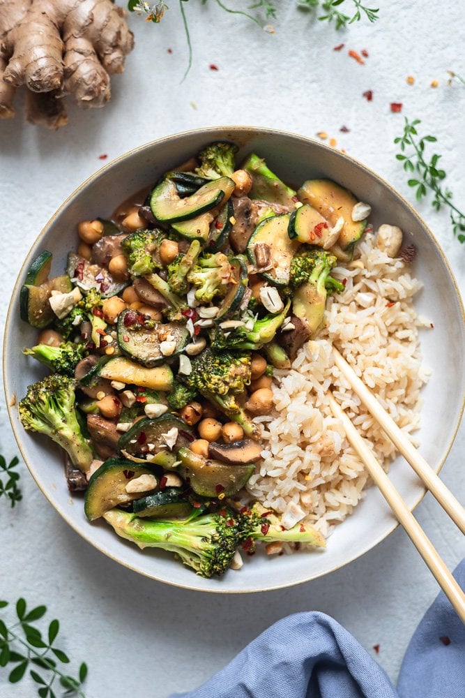 Miso Glazed Vegetable Stir-Fry