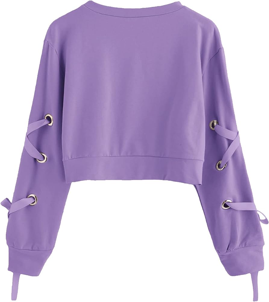 10. SweatyRocks Women's Casual Long Sleeve Pullover Crop Top Sweatshirt