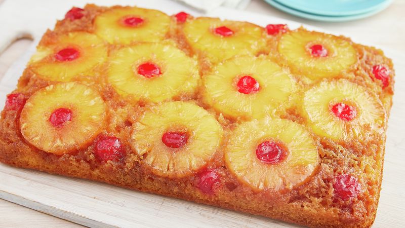 Pineapple Upside-Down Cake with Cherry