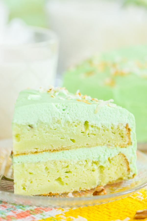 Pistachio Cake with Whipped Cream Frosting