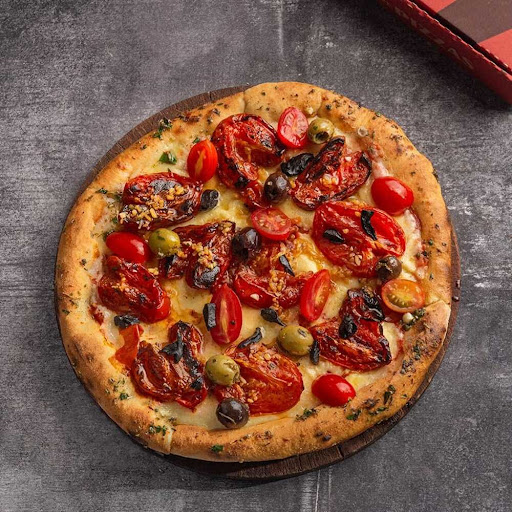 Pizza Napolitana con camarones y ajo