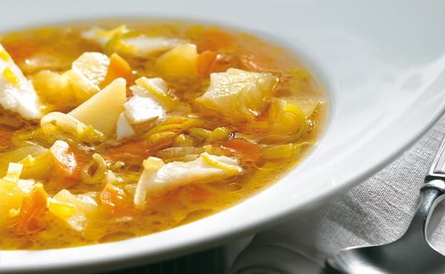 Porrusalda con queso fundido