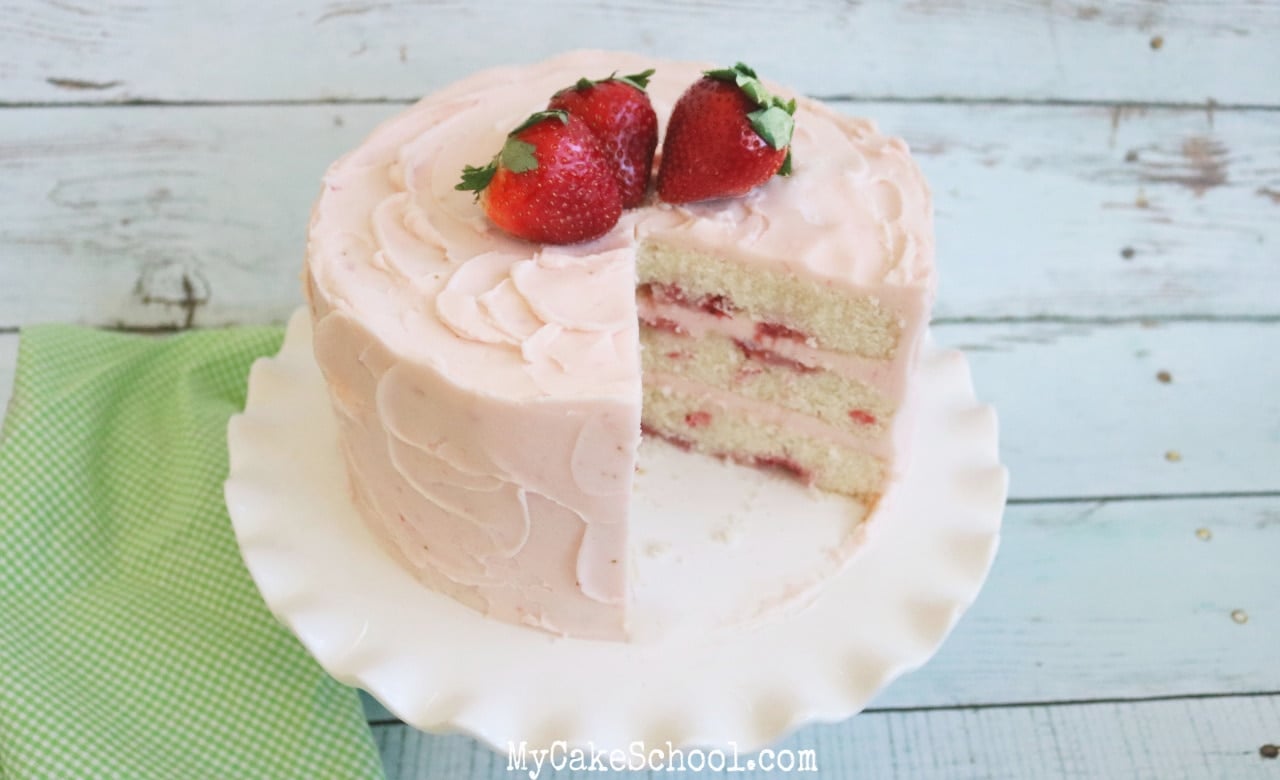 Strawberry Champagne Cake with Lemon Buttercream Frosting
