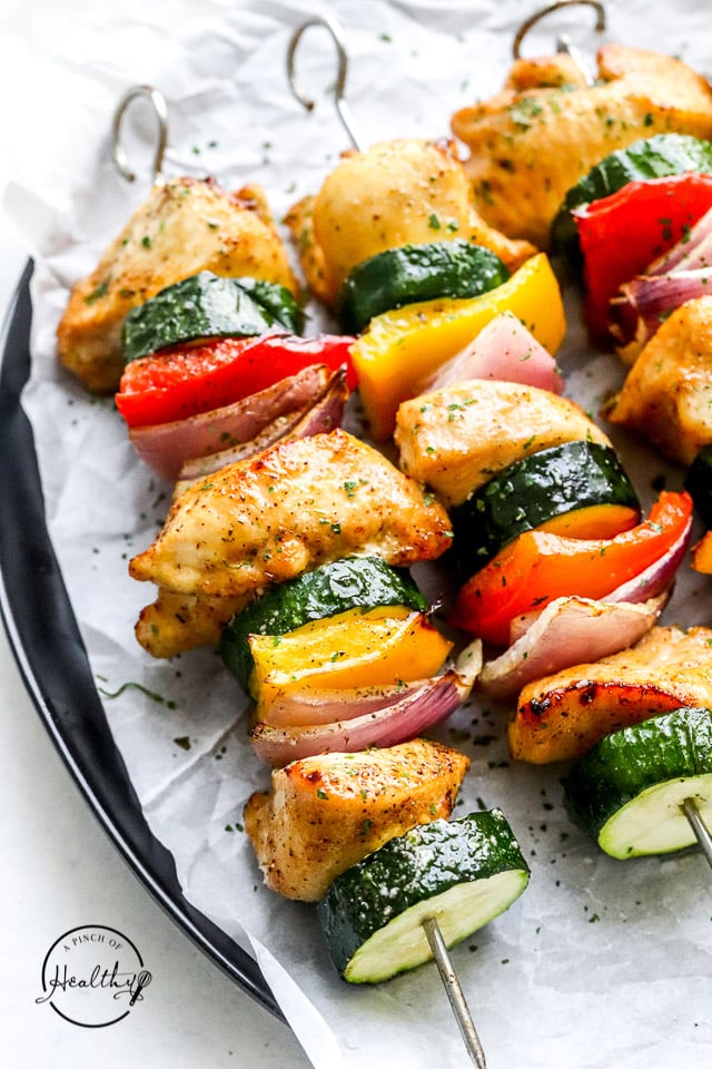 Air Fryer Chicken and Vegetable Skewers